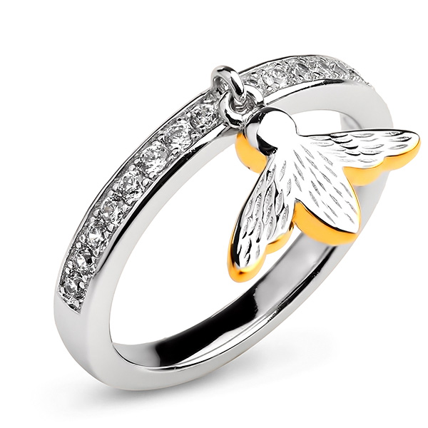 

Серебряное кольцо Sandara Ice с фианитом и позолотой PJR424