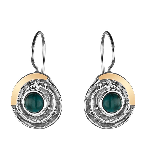 

Серебряные серьги Yaffo с бирюзой и золотом SAE872