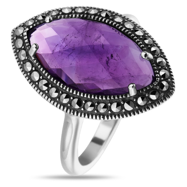 

Серебряное кольцо ALEXANDRE VASSILIEV с аметистом и марказитами Swarovski TJR278