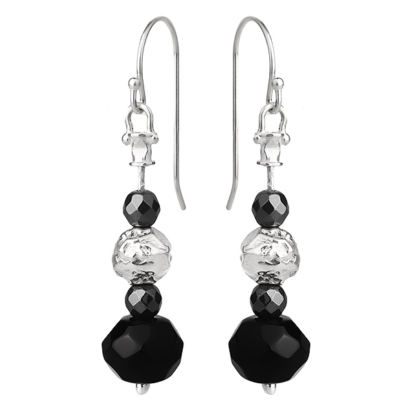 

Серебряные серьги Yaffo с ониксом и гематитом TZE428