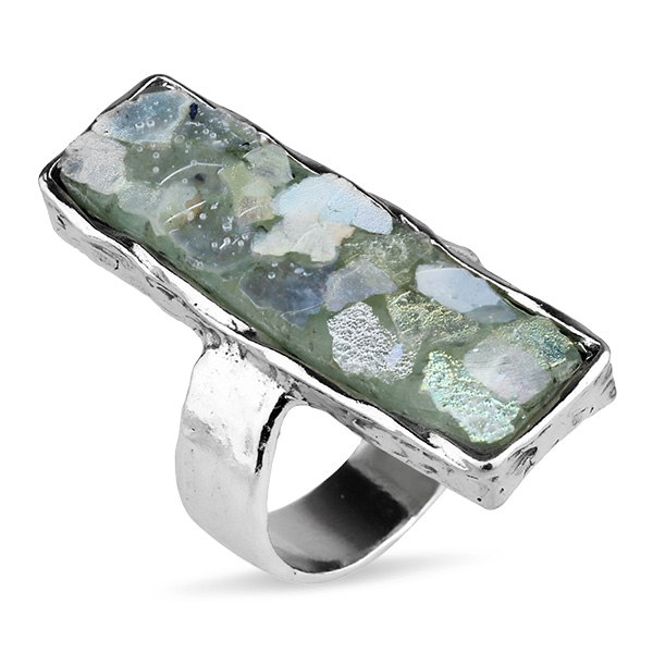 

Серебряное кольцо Yaffo с романским стеклом TZR444