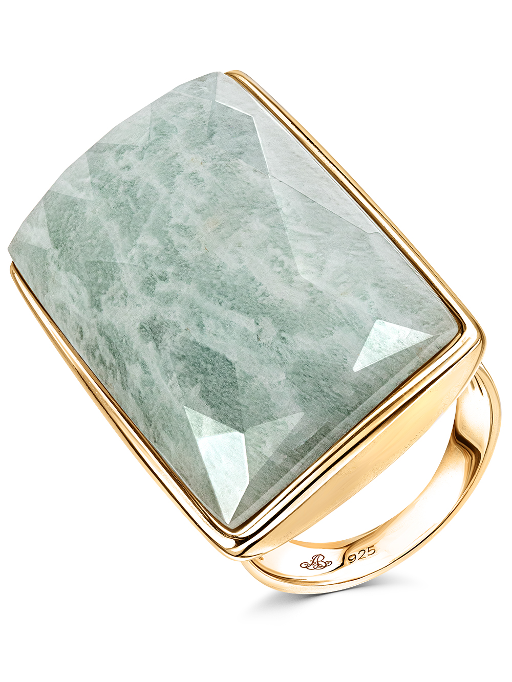 Серебряное кольцо ALEXANDRE VASSILIEV с амазонитом и позолотой