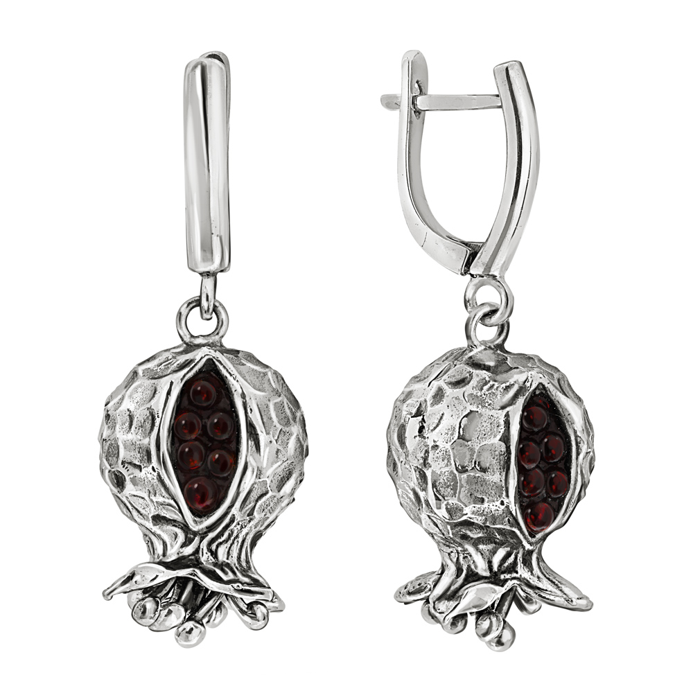 Серебряные серьги ETERI с гранатом