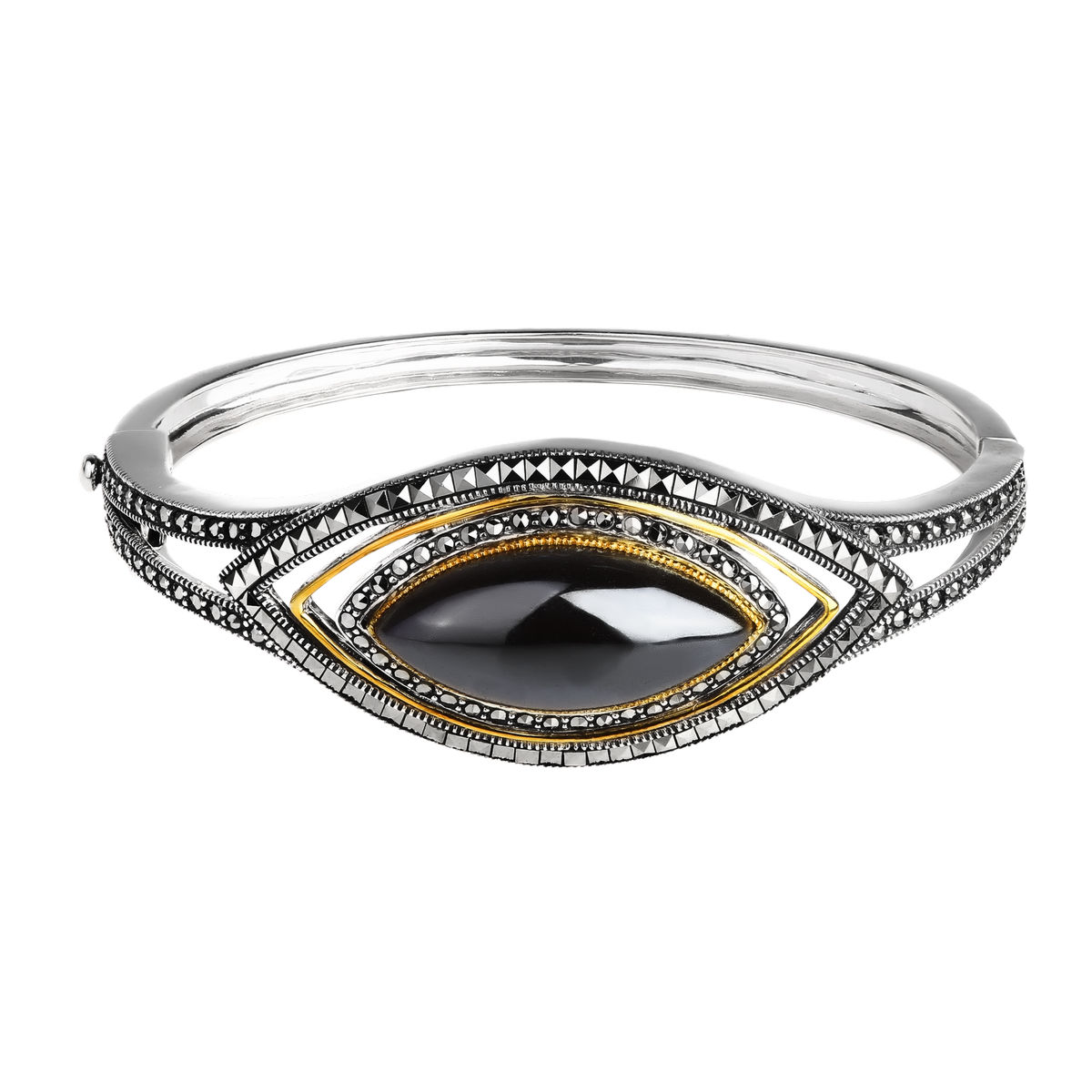 Серебряный браслет ALEXANDRE VASSILIEV с гематитом, марказитами Swarovski и позолотой