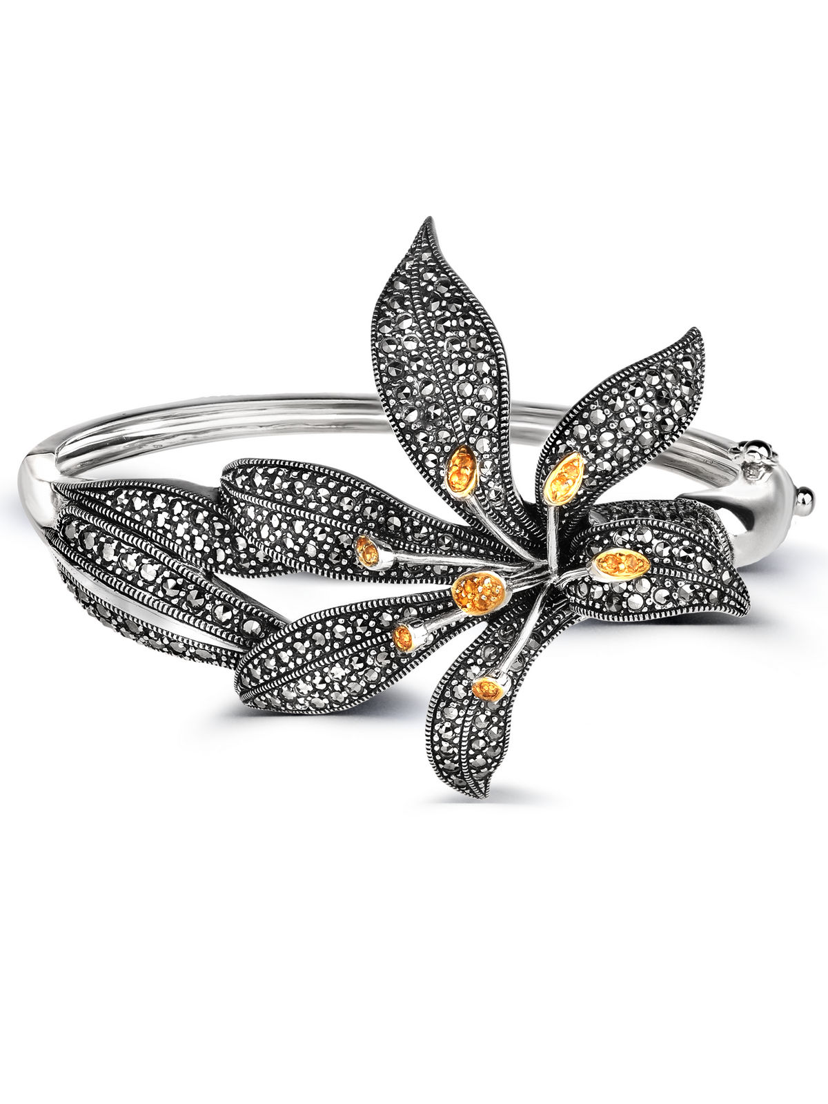 Серебряный браслет ALEXANDRE VASSILIEV с цитрином, марказитами Swarovski и позолотой