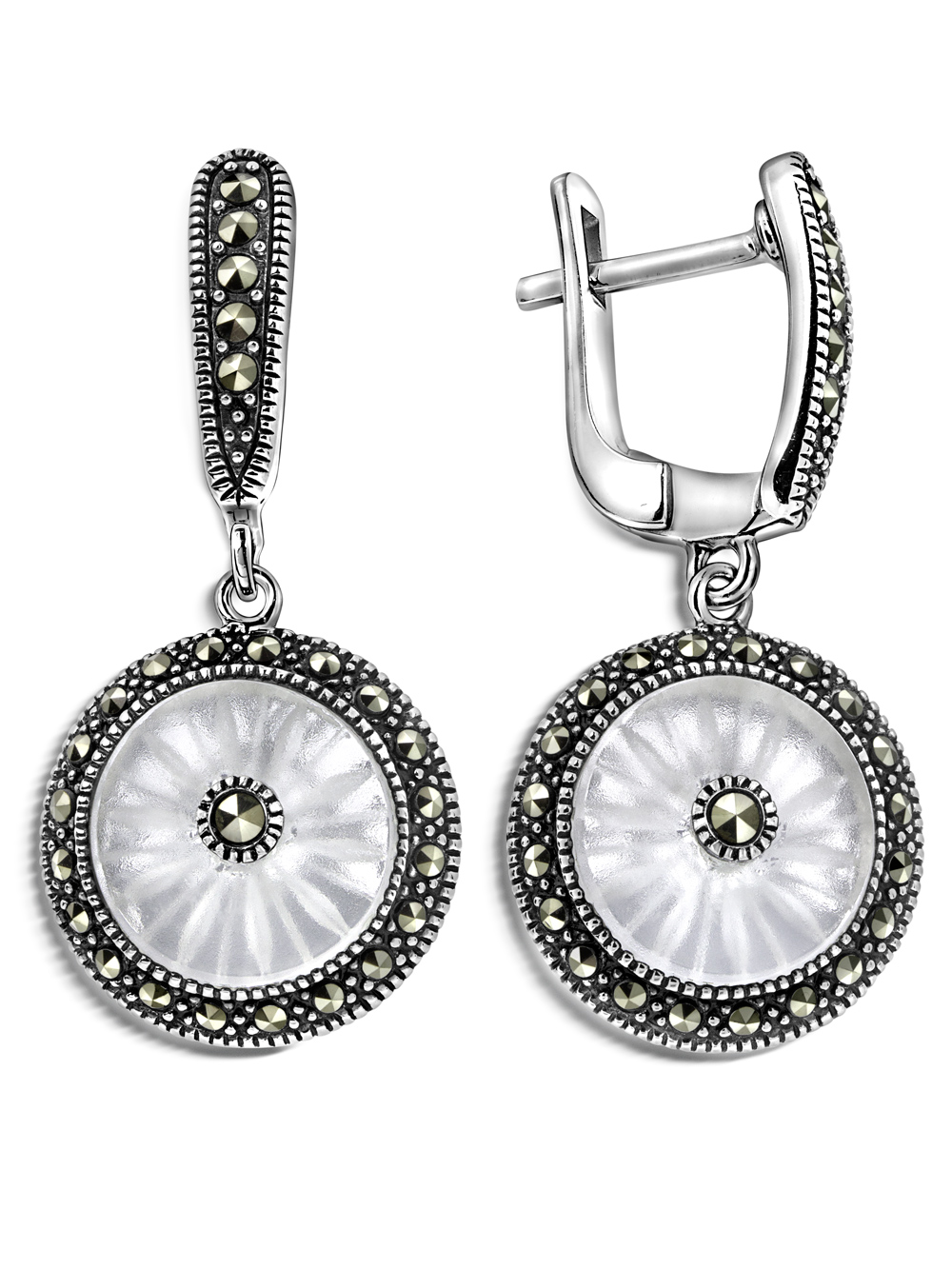 Серебряные серьги ALEXANDRE VASSILIEV с горным хрусталем и марказитами Swarovski