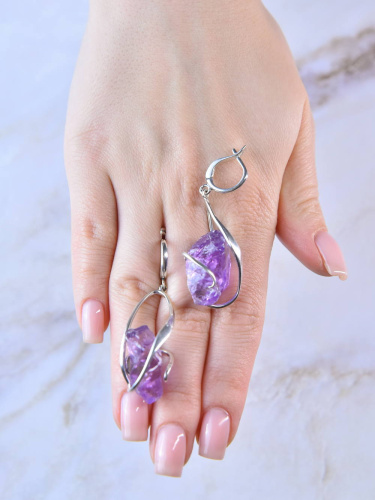 Серебряные серьги ETERI с аметистом