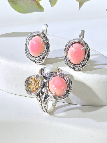 Серебряные серьги с кораллом