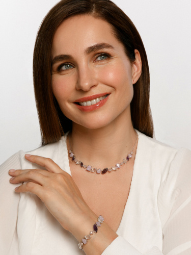 Серебряное колье ALEXANDRE VASSILIEV с аметистами, розовым кварцем и горным хрусталем