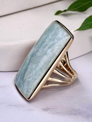Серебряное кольцо ALEXANDRE VASSILIEV с амазонитом и позолотой