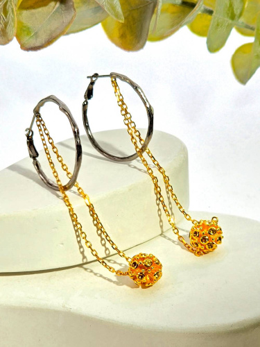 Серебряные серьги с цитрином