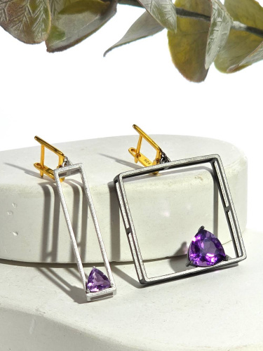 Серебряные серьги с аметистом
