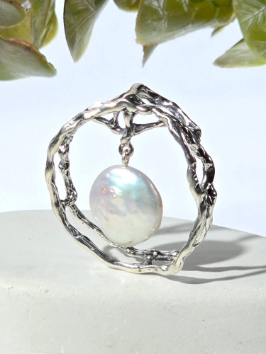 Серебряная подвеска ETERI с жемчугом
