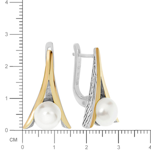 Серебряные серьги Yaffo с жемчугом и золотом