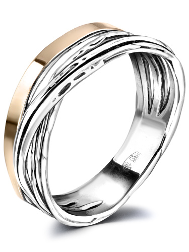 Серебряное кольцо Yaffo с золотом