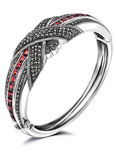 Серебряный браслет ALEXANDRE VASSILIEV с гранатами и марказитами Swarovski