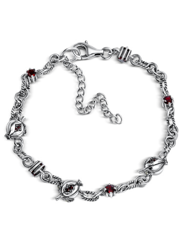 Серебряный браслет ALEXANDRE VASSILIEV с гранатом и марказитами Swarovski