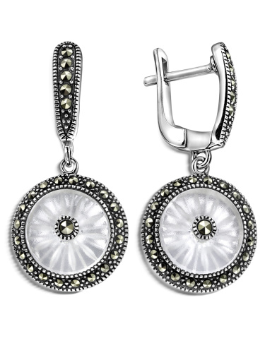 Серебряные серьги ALEXANDRE VASSILIEV с горным хрусталем и марказитами Swarovski