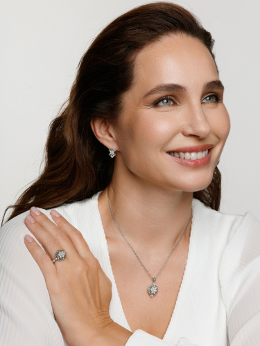 Серебряный кулон на цепи ALEXANDRE VASSILIEV с микрожемчугом и марказитами Swarovski