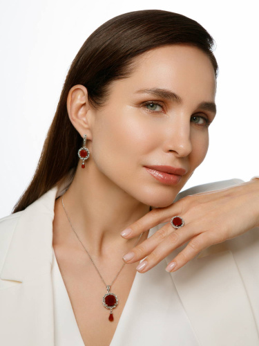 Серебряное колье ALEXANDRE VASSILIEV с агатом и марказитами Swarovski 