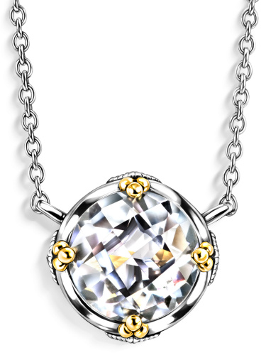 Серебряное колье ALEXANDRE VASSILIEV с горным хрусталем, марказитами Swarovski и позолотой