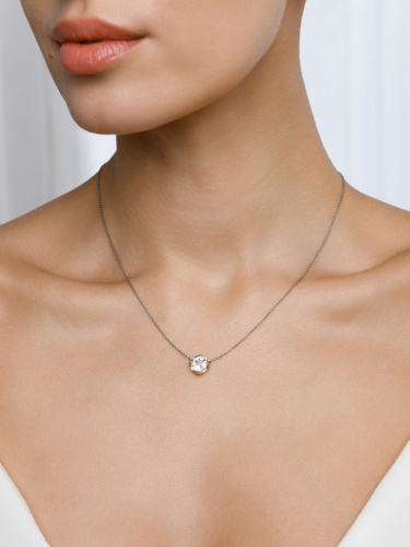 Серебряное колье ALEXANDRE VASSILIEV с горным хрусталем, марказитами Swarovski и позолотой