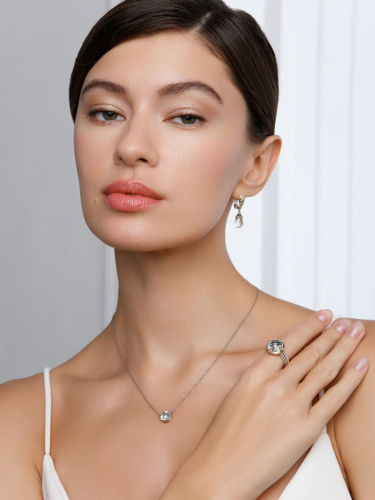 Серебряное колье ALEXANDRE VASSILIEV с горным хрусталем, марказитами Swarovski и позолотой
