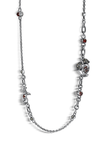 Серебряное колье ALEXANDRE VASSILIEV с гранатами и марказитами Swarovski