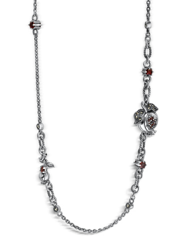Серебряное колье ALEXANDRE VASSILIEV с гранатами и марказитами Swarovski