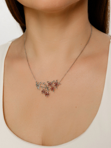 Серебряное колье ALEXANDRE VASSILIEV с гранатами и марказитами Swarovski