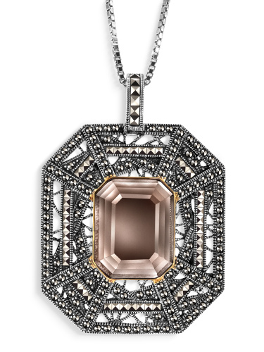 Кулон на цепи ALEXANDRE VASSILIEV с раухтопазом, позолотой и марказитами Swarovski