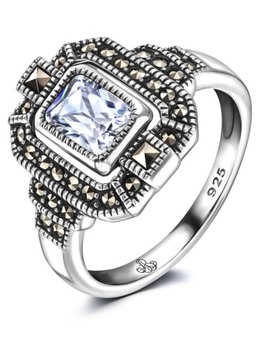 Серебряное кольцо ALEXANDRE VASSILIEV с марказитами Swarovski и фианитом 