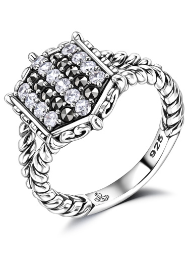 Серебряное кольцо ALEXANDRE VASSILIEV с фианитами и марказитами Swarovski
