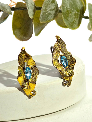 Серебряные серьги с топазами 