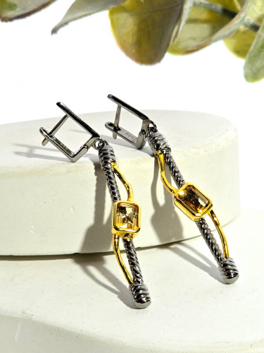 Серебряные серьги с цитринами