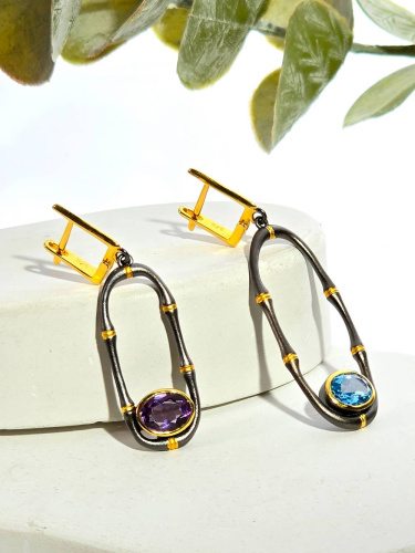 Серебряные серьги с аметистом